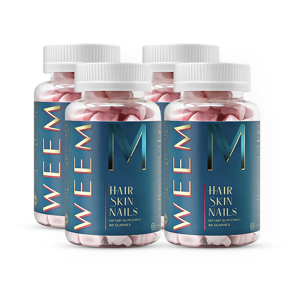 WEEM Hair, Skin, and Nails Gummies | Biotin & Vitamins for Beauty – Pack of 4