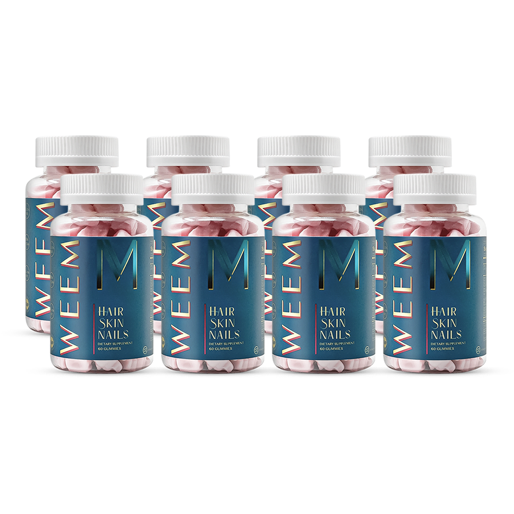 WEEM Hair, Skin, and Nails Gummies | Biotin & Vitamins for Beauty – Pack of 8
